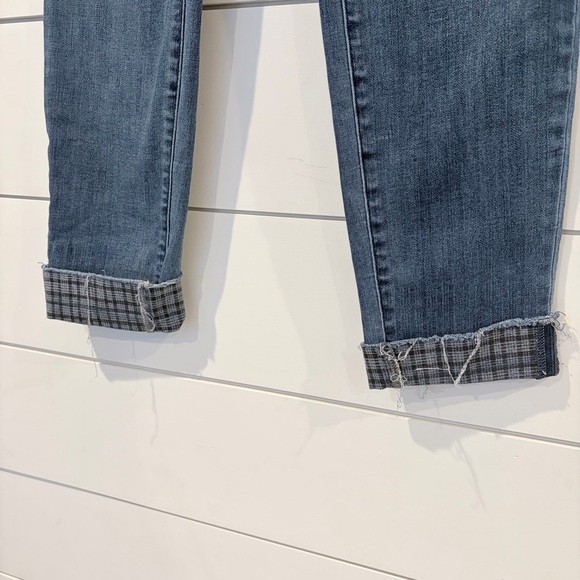 Judy Blue 13/31 Skinny Jeans Plaid Cuff Raw Hem Stretch Denim Women - Picture 5 of 10